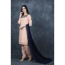 Peach Straight Cut Salwar Suit Fancy Party Suit