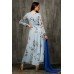 Sky Blue Floral Printed Suit Pakistani Designer Anarkali Dress