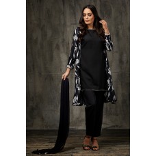 Black Printed Jacket Style Salwar Suit Pakistani Designer Wear