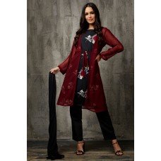 Maroon & Black Jacket Suit Indian Designer Readymade Dress