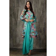 Turquoise Printed Salwar Kameez Pakistani Readymade Suit