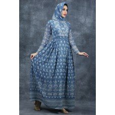 Bluish Grey Embellished Anarkali Suit Pakistani Gown