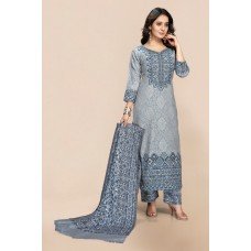 Grey & Blue Pakistani Suit Readymade Woolen Dress