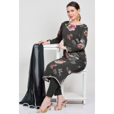 Black Printed Salwar Suit Readymade Dress