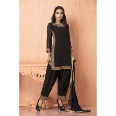 IDC-108 BLACK GEORGETTE AND CHIFFON READY MADE SALWAR SUIT