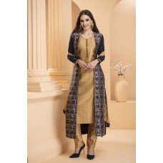 Blue & Gold Jacket Dress Indian Silk Wedding Readymade Suit