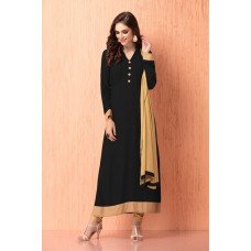 IDC-112 ELEGANT BLACK AND BEIGE GEORGETTE CHURIDAAR READY MADE INDIAN SUIT