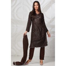 Choco Brown Sequin Ready to Wear Salwar Suit