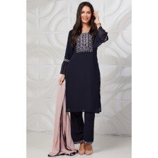 Navy Blue Indian Designer Embroidered Salwar Kameez