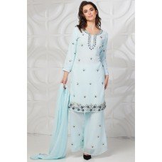 Sky Blue Readymade Pakistani Designer Palazzo Suit