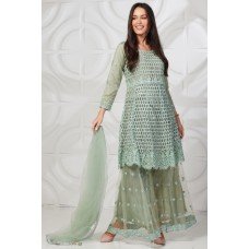 Mint Heavy Embroidered Traditional Wedding Gharara