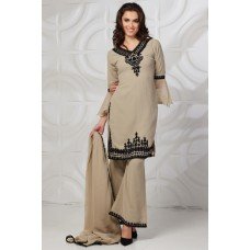 Light Pista Black Embroidered Palazzo Suit