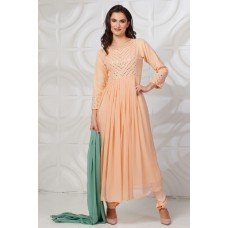 Peach Georgette Party Wear Anarkali Frock Suit