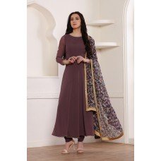 PLUM GEORGETTE READYMADE INDIAN PARTY WEAR SUIT