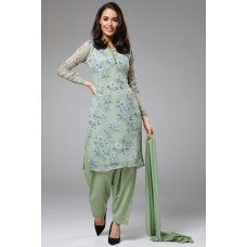 PISTA GREEN PRINTED KAMEEZ AND SALWAR SUIT