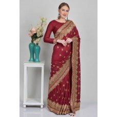 Gold & Maroon Ethnic Indian Saree