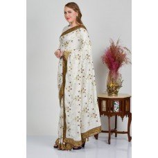 Off White With Contrast Border Designer Saree