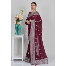 Plum Party Wear Indian Designer Saree