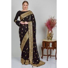 Black Vintage Style Embroidered Saree