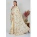 Ivory Indian Designer Embroidered Ethnic Saree 