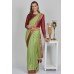 Pista Green & Maroon Belt Blouse Desi Saree