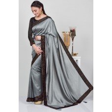 Grey & Black Women's Party Wear Saree