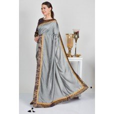 Grey & Navy Blue Pakistani Wedding Saree