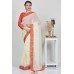 Cream & Red Indian Designer Casual Saree