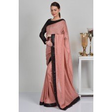 Dusty Pink & Black Indian Readymade Saree