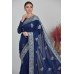 Navy Blue Embroidered Indian Designer Saree