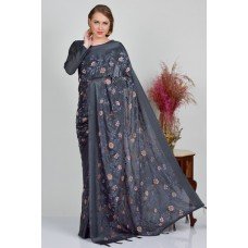 Dark Grey Fancy Indian Sari