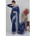 Navy Blue Embroidered Indian Designer Saree