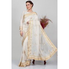 Cream Embellished Indian Wedding Saree