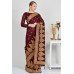 Maroon Gold Embroidered Occasion Wear Saree