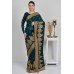 Peacock Blue Gold Embroidered Ethnic Saree