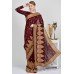 Maroon Gold Embroidered Occasion Wear Saree