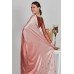 Rose Pink Satin Indian Party Wear Saree