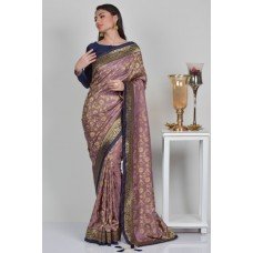 Lilac & Blue Jacquard Formal Saree