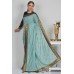 Dark Mint & Blue Embroidered Festive Saree