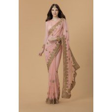 ZIDC-310 PEACH INDIAN WEDDING & BRIDESMAID SAREE 