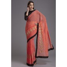 ZIDC-405 CARROT AND BLACK WEDDING SAREE