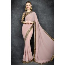 Rose Pink & Navy Blue Brocade Banarasi Style Blouse Indian Saree