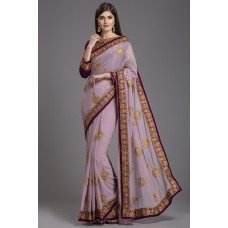 ZIDC-433 MAUVE AND PLUM PARTY WEAR SAREE 