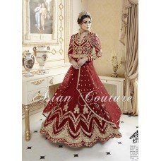 Red Asian Indian Modest Bridesmaid Wedding Dress