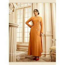 Orange Long Kaftan Fancy Dress Designer Gown