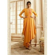 Yellow Long Kaftan Fancy Dress Designer Gown