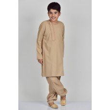 Brown Side Embroidered Plain Casual Boys Kurta Shalwar