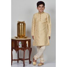 Golden Jamawar Wedding Kurta Payjama For Boys