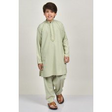 Pista Embroidered Modest Kurta For Boys