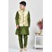 Light Green Brocade Style Boys Waistcoat